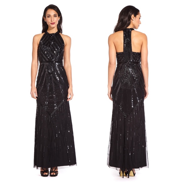 Adrianna Papell Dresses & Skirts - Adrianna Papell Black Sequin Beaded Long Dress